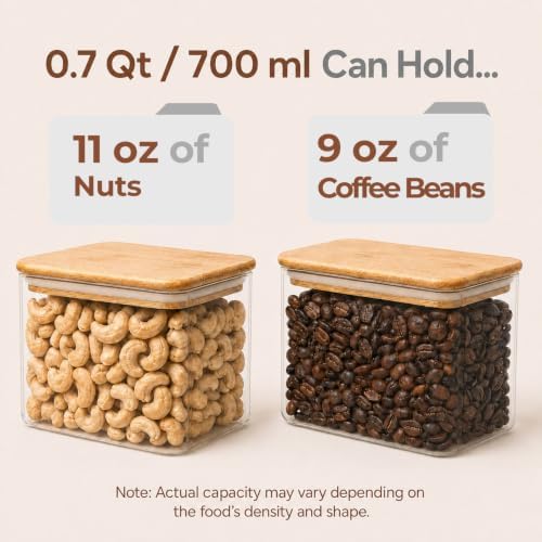 ComSaf Small Glass Containers with Lids 0.7 Qt, Set of 6 Glass Storage Jars