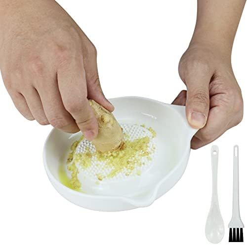 EIKS Ceramic Ginger Grater Plate, Grinding Dish, Kitchen Cooking Prep Tool