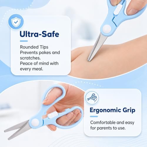 2Pcs Baby Food Scissors, Portable Travel Food Scissors for Kids