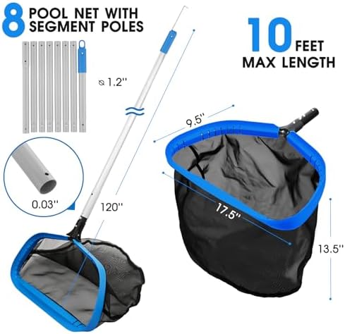 TidyMister 17.5 in Pool Skimmer Net with 10 ft Pole