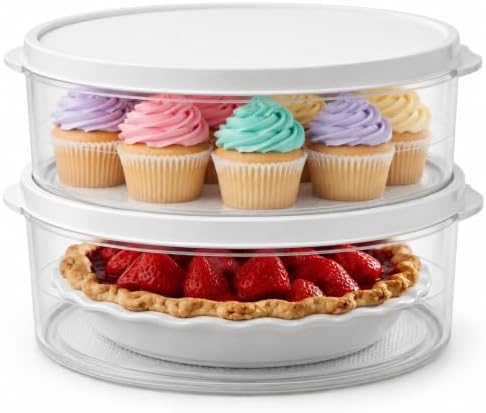 Evelots Pie Container with Lid, 2-Pack, 11-Inch, Clear, BPA-Free