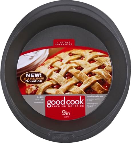 GoodCook Everyday Pie Pan Scratch-Resistant Nonstick Heavy Duty Steel Construction with Wide Rim, 9-Inch, Gray (Pack of 12)