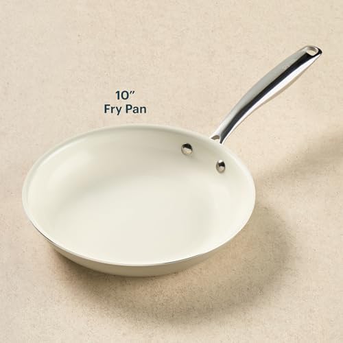Pyrex 10-Inch Fry Pan Ceramic Cookware with Stainless Steel Handles