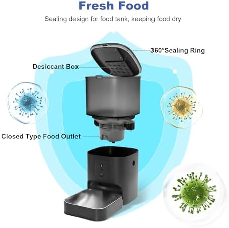 ANDOLL HOME 2.4G Automatic Cat Feeder, 4L WiFi Food Dispenser with 10s Voice Recorder, Pet Feeder up to 10 Meals per Day, Timed Cat Feeder with Dry Food Sealed Ring