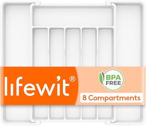 Lifewit Expandable Silverware Drawer Organizer, Kitchen Utensil Tray