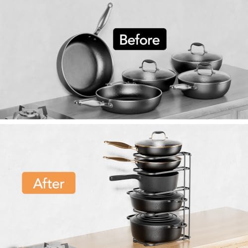 ORDORA 5-Tier Pot and Pan Organizer 16.6", No Assembly Cookware Rack 1-Pack
