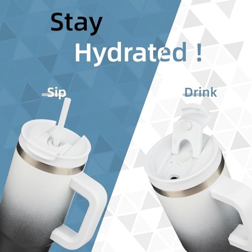 Konokyo 30 oz Insulated Tumbler Water Bottle with Handle, Straw Lid