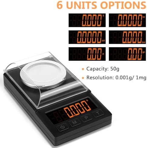 Fuzion Digital Milligram Scale 50g/0.001g, Mg Scale 9-in-1 Kit