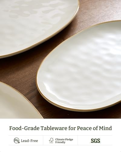 famiware Serving Platters Set of 3 Sizes - Oval, Vanilla White