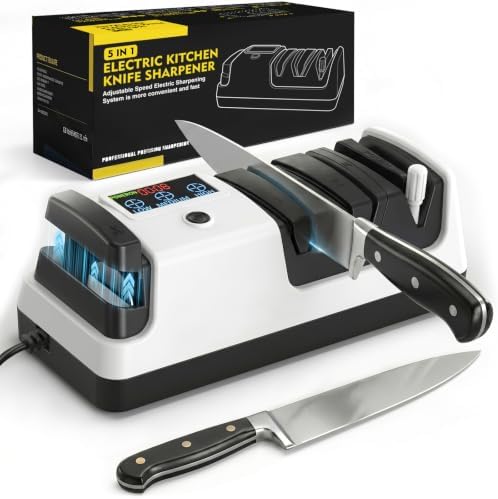 Newise Electric Knife Sharpener for Kitchen Knives, 3-Stage, White