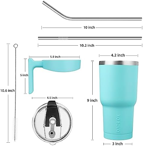 BJPKPK 40 oz Tumbler with Handle & Straw, Insulated Stainless Steel Mug