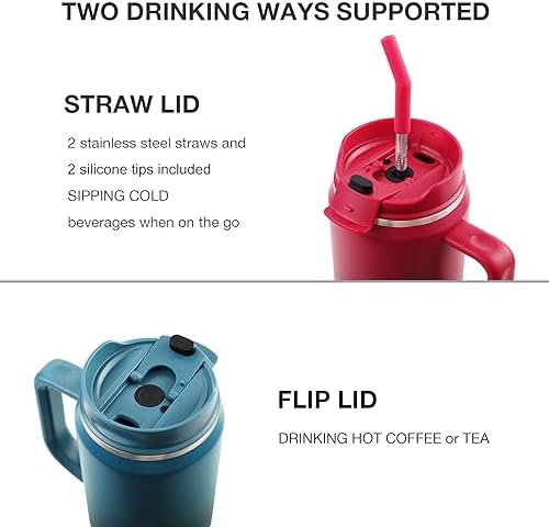 EALGRO 50 oz Tumbler with Handle, Insulated Tumblers with Lid and Straw
