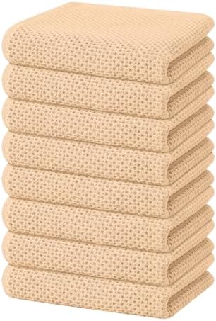 Homaxy 100% Cotton Waffle Weave Kitchen Dish Towels 8-Pack, Apricot
