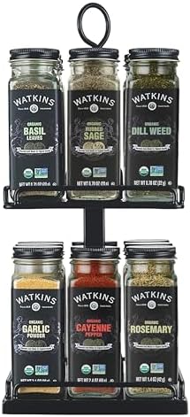 Watkins Countertop Two Tier Rotating Spice Rack, Includes 16 Watkins Organic Spices (16608)