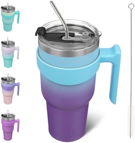 BJPKPK 40 oz Tumbler with Handle & Straw, Insulated Stainless Steel Mug