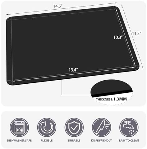 WK Flexible Plastic Cutting Boards Mats with Lip, Foldable Cutting Board for Kitchen Set of 3, Black Cutting Boards for Meat, Nonslip Cutting Mats Sheets, BPA Free, Dishwasher Safe