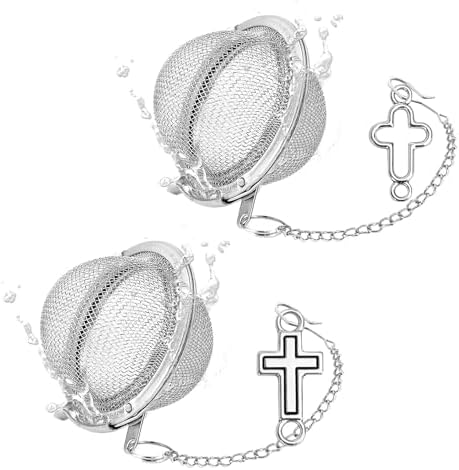 2Pcs Christian Baptism Tea Infuser, 2.1” Tea Ball with Jesus Cross Pendant
