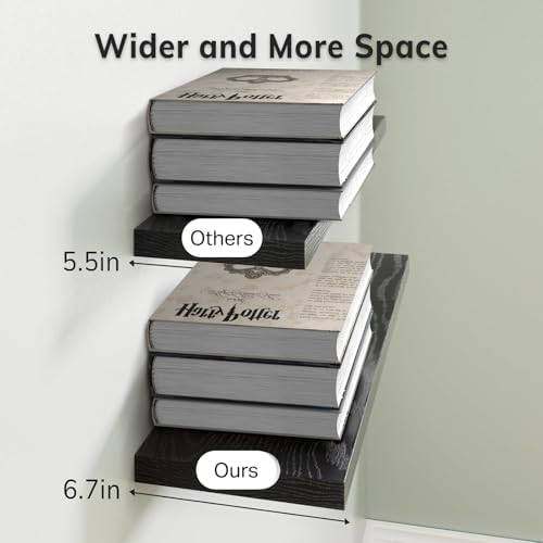 BAYKA Black Floating Shelves 22.5in, Set of 2, Wall Mounted for Wall Decor