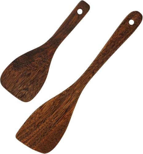 Chicken Wing Wood Spatula Set of 2, Natural Wooden Cooking Utensils for Nonstick Pans, 8.7” & 13” Turner Spatulas for Eggs, Pancakes, Fish & Stir-Fry