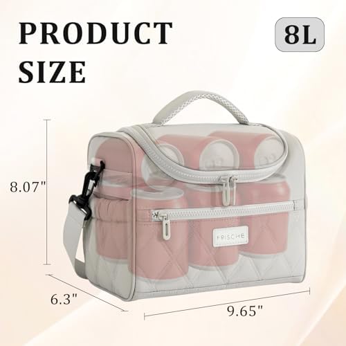 Insulated Lunch Bag Women Men Leakproof With Cup Holder, Grey