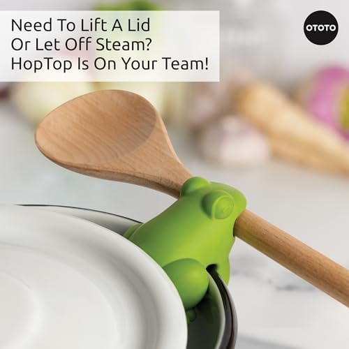 OTOTO New HopTop Frog Spoon Holder for Stove Top - Spoon Rest for Stove Top and Steam Releaser, Cute Kitchen Accessories, Cooking, Cool Gadgets, Fun Kitchen Gifts, White Elephant Gifts