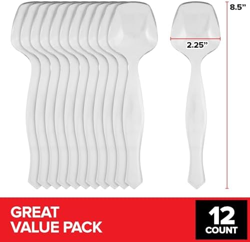 12 Count Clear Plastic Utensils for Catering, Weddings, Holidays, Buffet and Party Use
