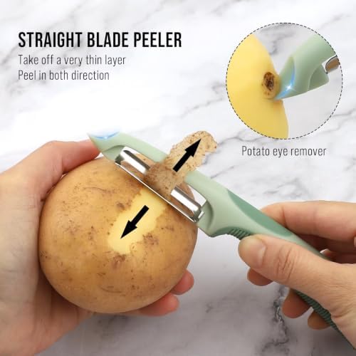 Julienne Peeler Vegetable Peeler with 4.8'' Long Silicone Handle