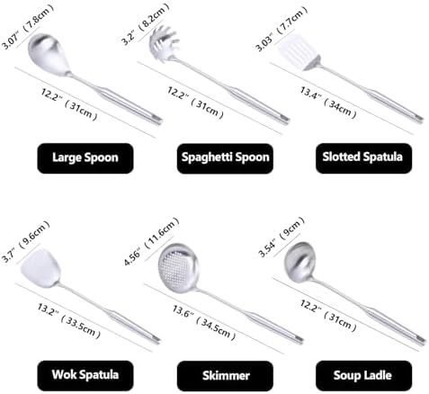 Stainless Steel Kitchen Cooking Utensils Set 6 PCS Dishwasher Safe