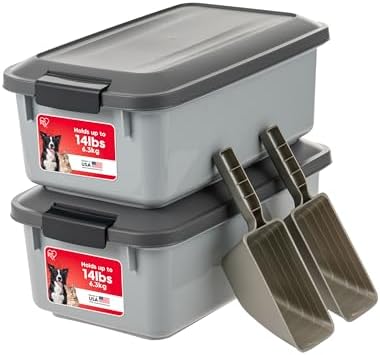 IRIS USA Dog Food Storage Container, 2-Pack, Up to 14 lbs, Gray