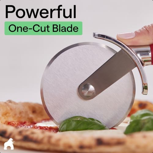 GORILLA GRIP Patented Stainless Steel Large Pizza Cutter Wheel, Red