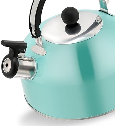 2.7 Quart (3 L) Tea Kettle, Food Grade Stainless Steel Teakettle is Best for Boiling Water, Brewing Tea, and Making Coffee (Light Blue)