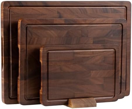 THETCHRY Walnut Wood Cutting Board Set, End Grain Cutting Board for Kitchen