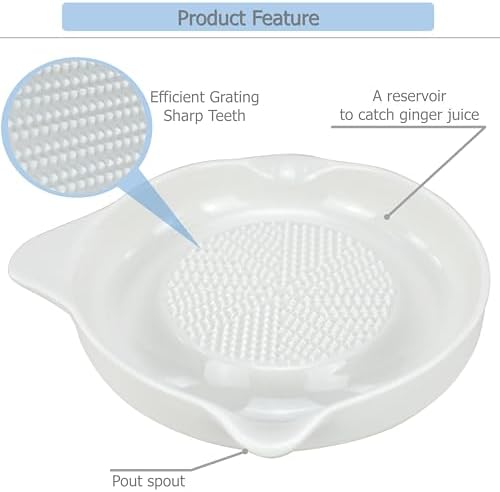 EIKS Ceramic Ginger Grater Plate, Grinding Dish, Kitchen Cooking Prep Tool
