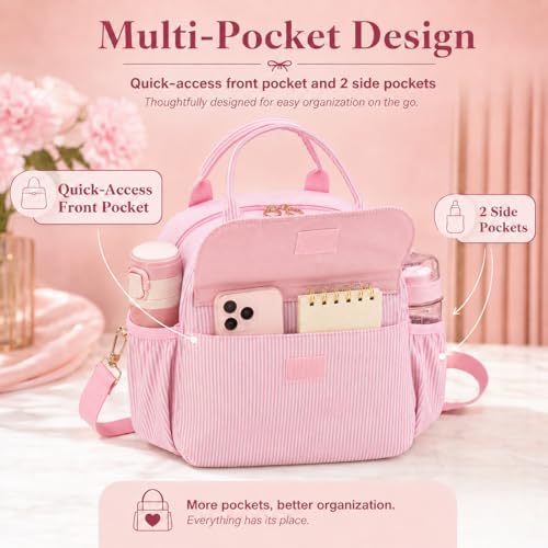 LEDAOU Lunch Box for Women, Insulated Reusable Lunch Bag, Cooler Tote for Work, School, College, Travel, Picnic, Everyday Use