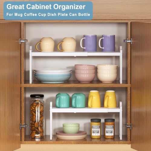 Narrow Expandable Cabinet Shelf Organizer, Kitchen Countertop Storage