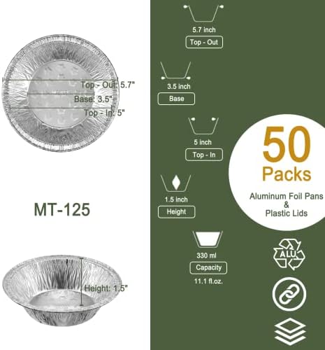 5 Inch Mini Aluminum Foil Pie Pans, 100 Pack