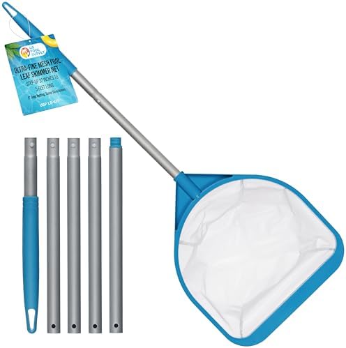 U.S. Pool Supply Pool and Spa Skimmer Net with Pole, Handheld Ultra-Fine