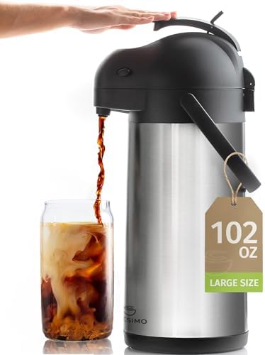 Cresimo Coffee Carafe with Pump 102oz / 3L Airpot Large Hot Water Dispenser