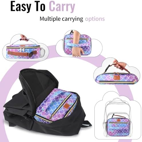 Genteen Lunch Box for Kids, Boys - Insulated Small LunchBox Reusable, Zip Closure & Buckle Handle, Portable Cooler for Work, School, Travel (Mermaid)