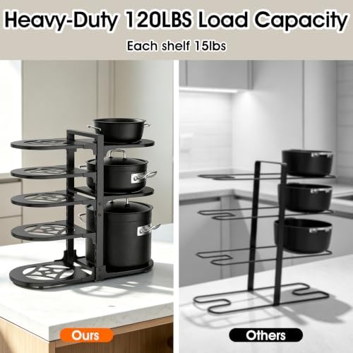 Adjustable Pots & Pans Organizer for Cabinet: 8-Tier Heavy Duty Pan Rack