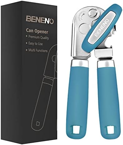 Beneno Heavy Duty Hand Can Opener Manual with Magnet Lid Remover, Aqua