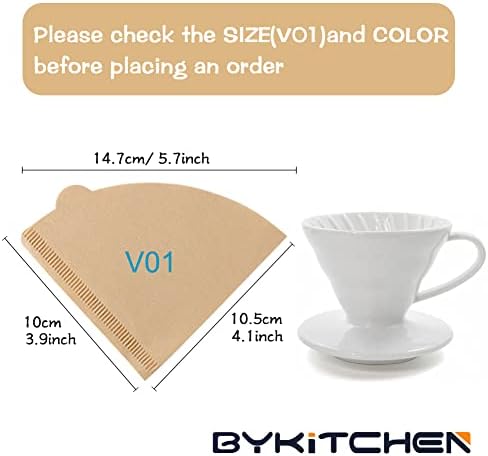 BYKITCHEN #1 Small Coffee Filters for 1-2 Cup Pour Over Dripper, 200PCS