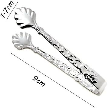 2pcs Stainless Steel Rose Design U-shaped Tongs, Mini Sugar Cube Ice Tongs for Tea Party Coffee Bar (Silver)