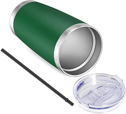 VEGOND 20oz Tumbler with Lid and Straw Stainless Steel Tumbler Cup Vacuum Insulated Double Wall Travel Coffee Mug Powder Coated Coffee Cup, Dark Green, 1 Pack