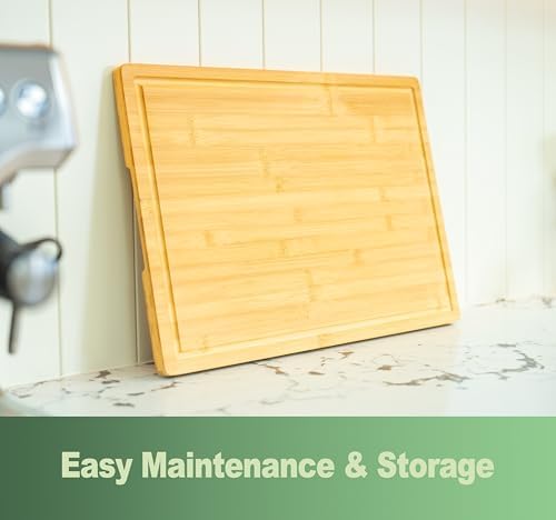 Allsum 30x20" Bamboo Cutting Board for Kitchen, Extra Large Wood Charcuterie Board with Side Handles and Juice Grooves, Stove Top Cover, Noodle Board over Sink, Cheese Serving Tray