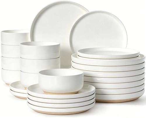 Umite Chef 24-Piece Stoneware Dinnerware Set for 8, Plates and Bowls Set