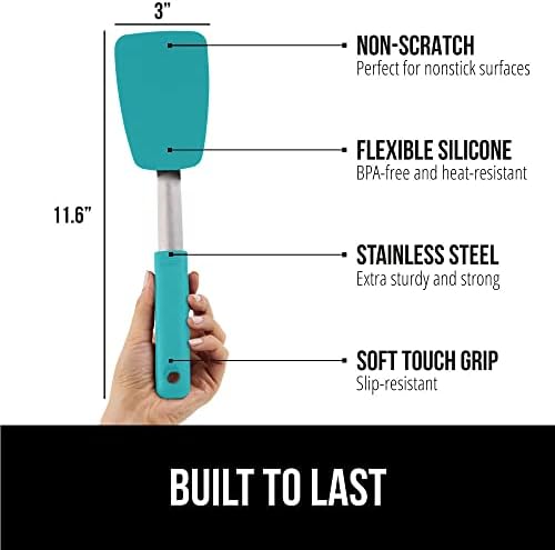GORILLA GRIP Patented Nonstick Spatula, 2PK, 11.6 inch, Turquoise