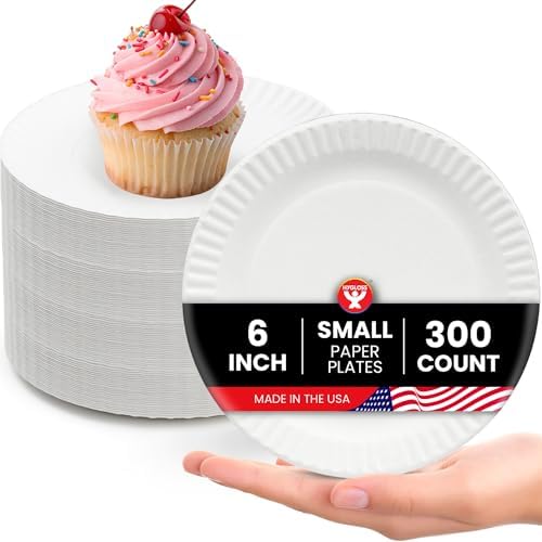 Hygloss Paper Plates 6-Inch, 300 Count, White, Uncoated, Microwave Safe