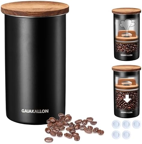 Vacuum Coffee Canister, Stainless Steel Airtight Coffee Storage Container, Coffee Container for 12oz Coffee Beans, Coffee Beans Storage, 34 fl.oz