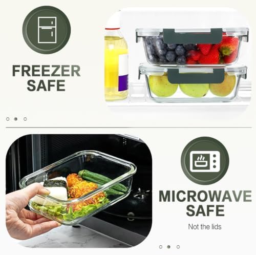 KOMUEE 10 Packs 30 oz Glass Meal Prep Containers with Lids